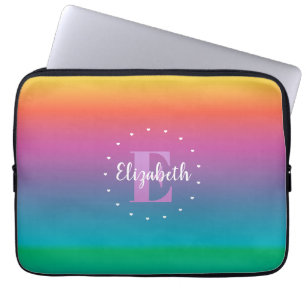 Ombre för färgrik gullig regnbåge mångfärgad laptop fodral