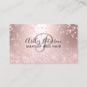 Ombre för monogram för rosa guld- glitter för visitkort