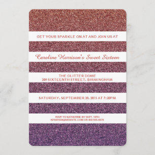 Ombre för orange purpurfärgat Fauxglitter sött Inbjudningar
