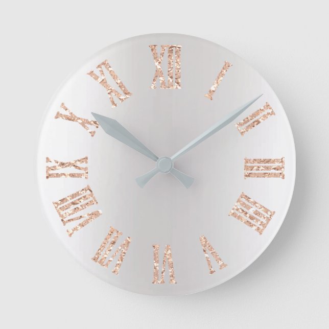 Ombre för rosa guld- glittergråttsilver minsta rund klocka (Framsida)