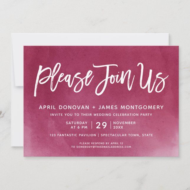 Ombre Gå med oss penseltypografi Bröllop Inbjudningar (Framsida)