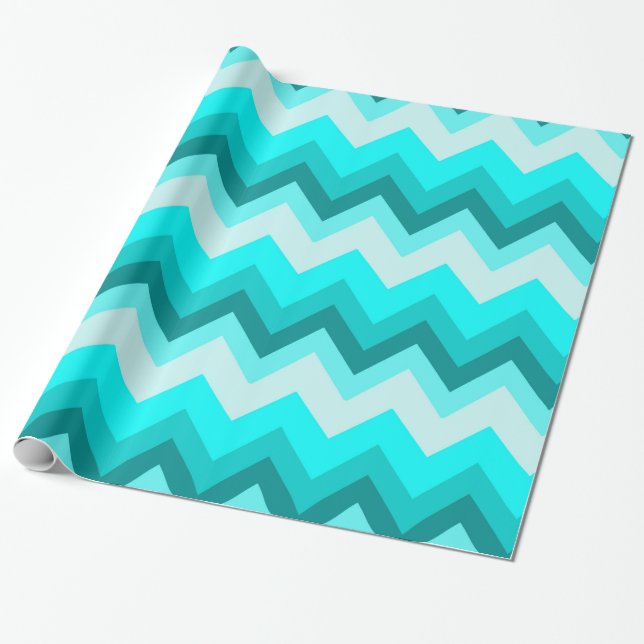 Ombre Girly Mönster Teal Turkvoise Chevron Presentpapper (Utrullad)