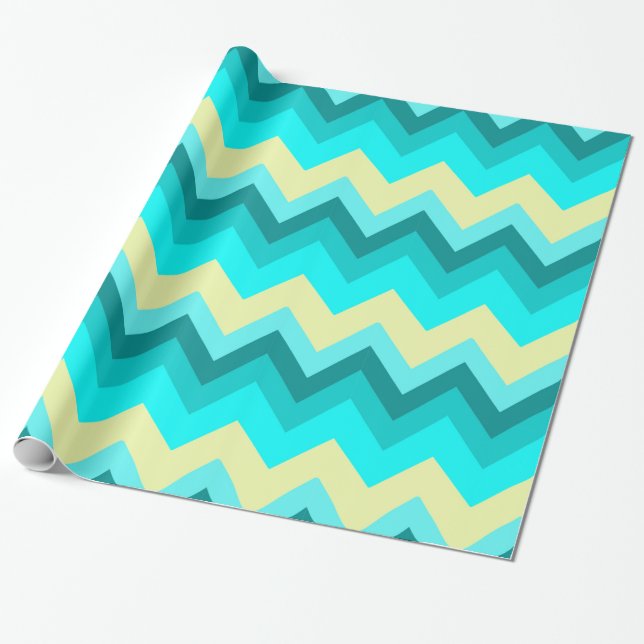 Ombre Girly Mönster Teal Turkvoise Chevron Presentpapper (Utrullad)