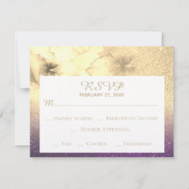 *~* Ombre Glitter Aubergine Guldfärgad RSVP OSA Kort