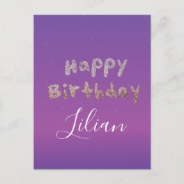 Ombré Glitter Bubbelbokstäver Grattis på födelseda Vykort