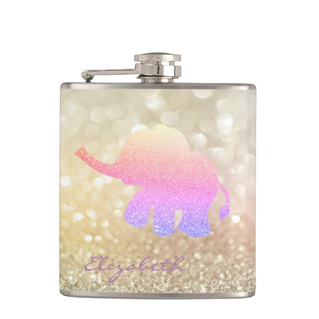 Ombre Glitter Elefant, Bokeh - Personlig Fickplunta (Framsidan)