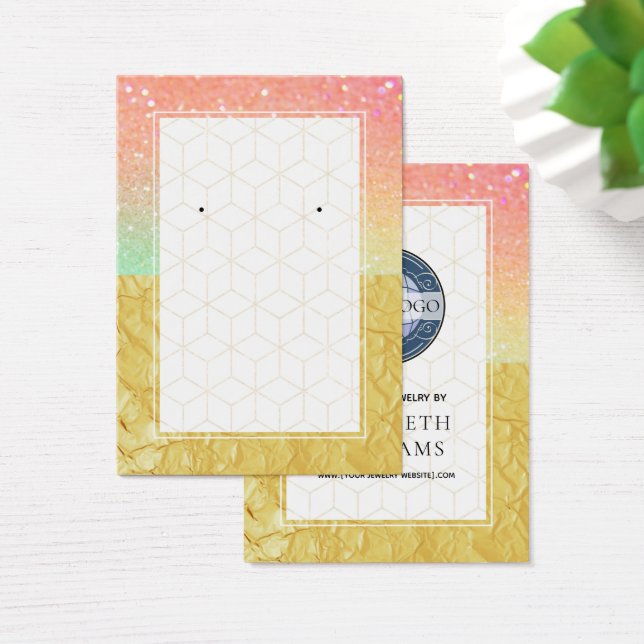Ombre Glitter Guld Rainbow Earring Visning Cards Visitkort (Skivbord)