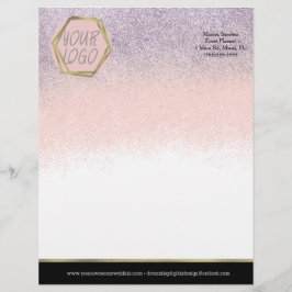 Ombre Glitter Logotyp Branding Rosa Lila Brevhuvud