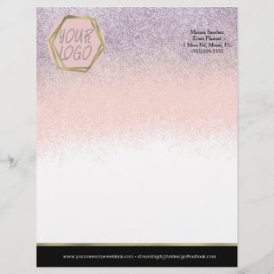 Ombre Glitter Logotyp Branding Rosa Lila för  Brevhuvud