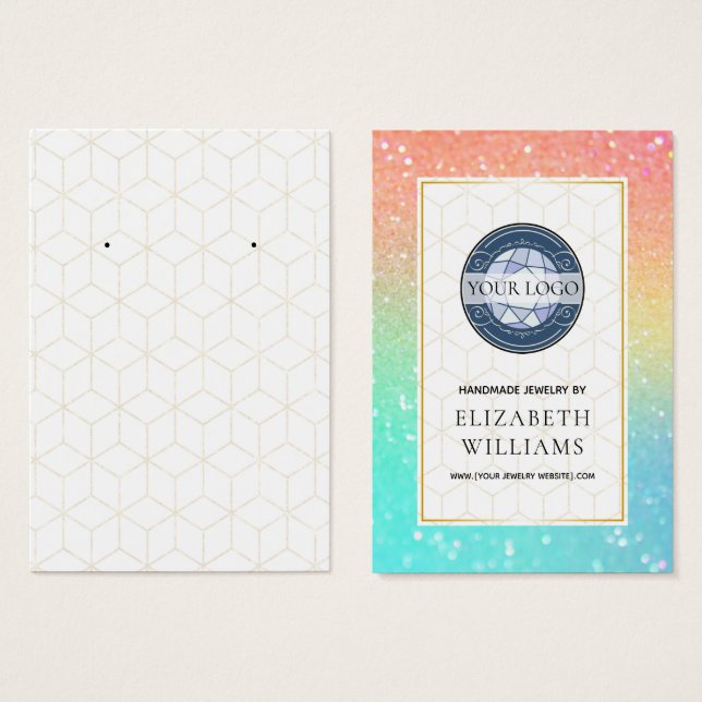 Ombre Glitter Rainbow Earring Visning Cards Visitkort (Framsida & baksida)