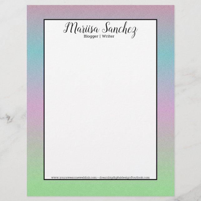 Ombre Glitter Rainbow Pastel Colorful Gräns Brevhuvud (Framsida)