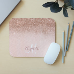 Ombre Glitter Rosa Guld Personlig Monogram Musmatta