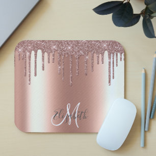 Ombre Glitter Rose Guld Drip Personlig Monogram Musmatta