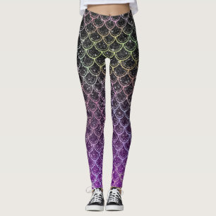 Ombre glitter sjöjungfru scales leggings