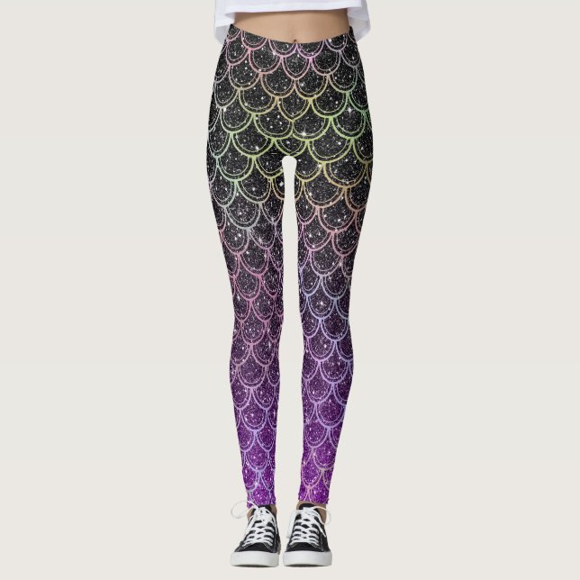 Ombre glitter sjöjungfru scales leggings (Framsida)