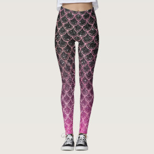 Ombre glitter sjöjungfru scales leggings