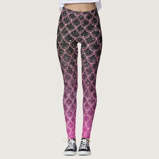 Ombre glitter sjöjungfru scales leggings (Framsida)
