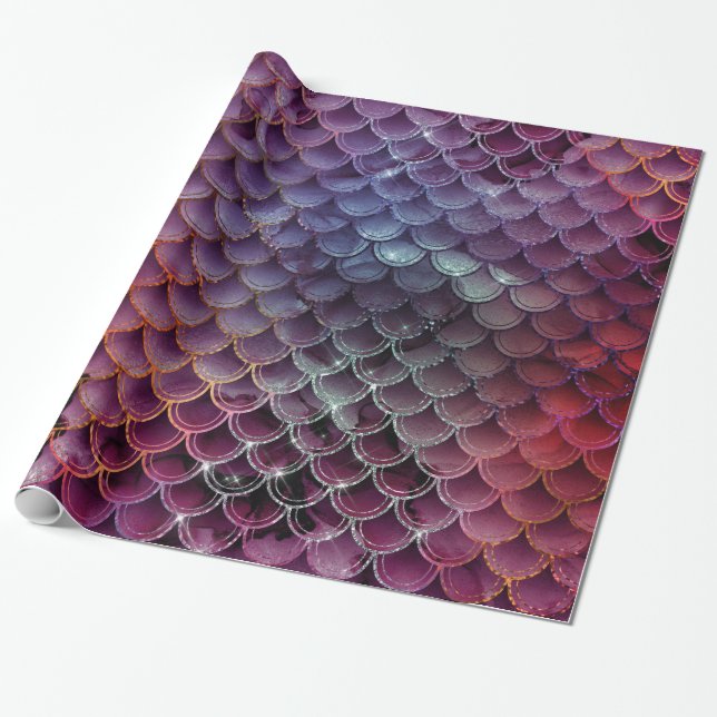 Ombre Glitter Sjöjungfru Scales Presentpapper (Utrullad)