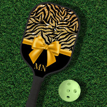 Ombre Glitter Zebra Guld Bow Monogrammed