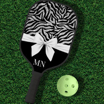 Ombre Glitter Zebra White Bow Monogrammed