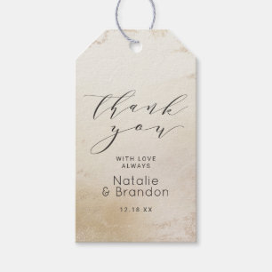 Ombre Golden Sands Frosted Foil Bröllop Tack Presentetikett