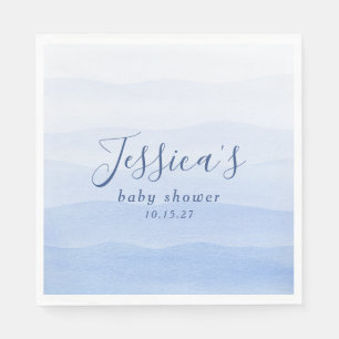 Ombre Gradient Dip Dye Blue Baby Shower Pappersservett