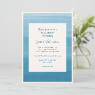 Ombre Gradient Dip Dye Ocean Blue Baby Shower Inbjudningar