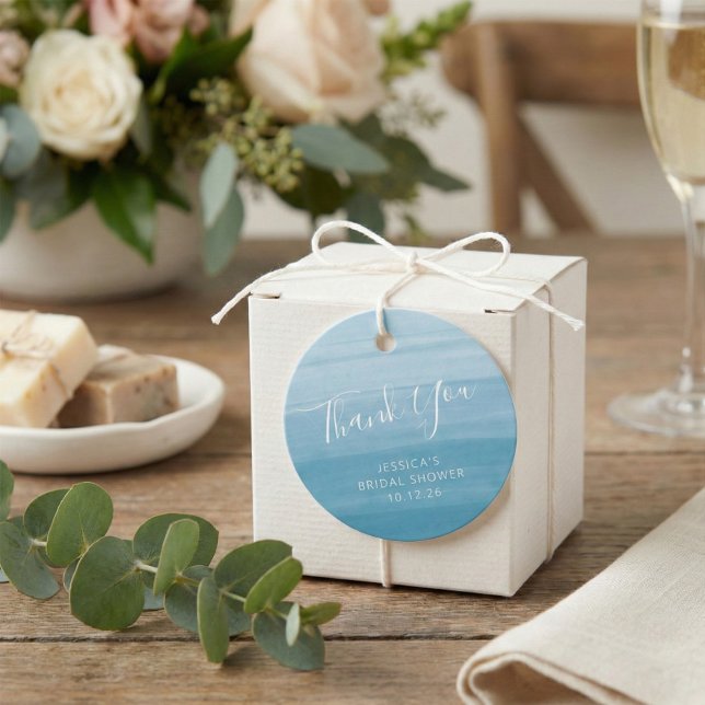 Ombre Gradient Dip Dye Ocean Blue Möhippa Gåvor Etiketter (Skapare uppladdad)