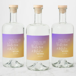 Ombre Gradient Lila Gul Solnedgång Bröllop   Spritflaskor Etikett