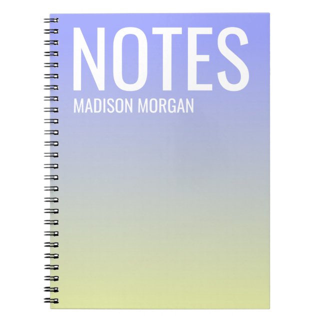 Ombre gradient lila gult typography modern anteckningsbok (Framsidan)