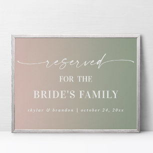 Ombre Grönt Reserverat Brudfamilj Bröllopsskylt Poster