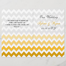 Ombre gult Chevron-vikt Bröllopsprogram