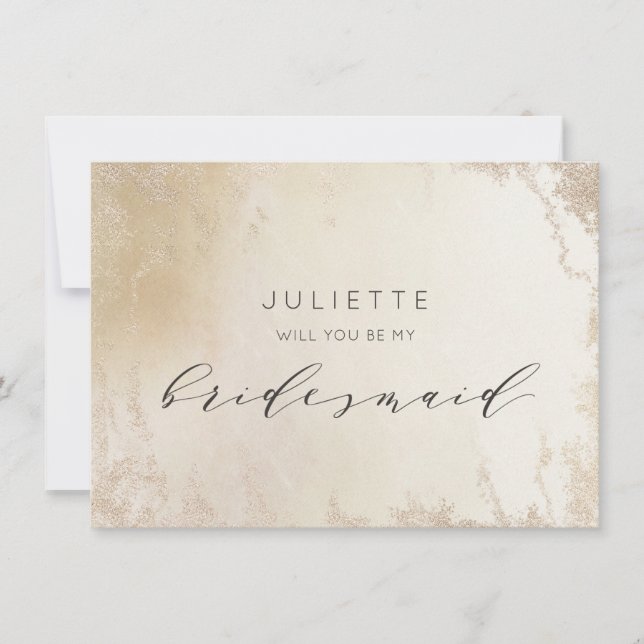 Ombre Gult Guld Frosted Bridesmaid Frieri kort (Framsida)