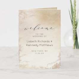 Ombre Gult Guld Frosted Foil Bröllop Ceremony Program
