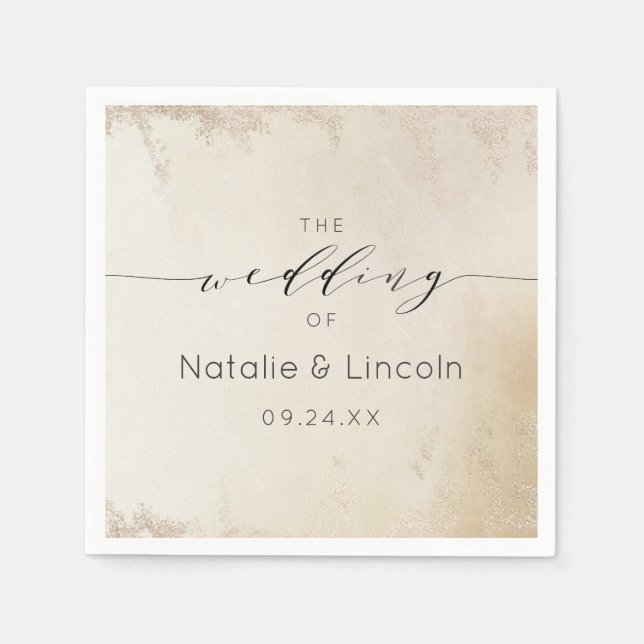 Ombre Gult Guld Frosted Foil Bröllop Monogram Pappersservett (Framsidan)