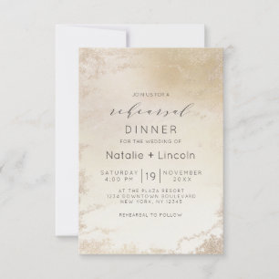 Ombre Gult Guld Frosted Foil Rehearsal Dinner Inbjudningar