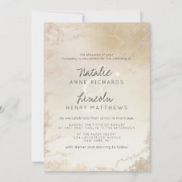 Ombre Gult Guld Frosted Foil Watercolor Bröllop Inbjudningar