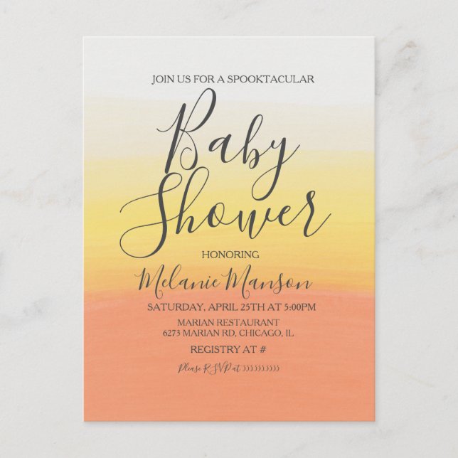 Ombre Halloween Candy corn Baby Shower Vykort (Framsida)