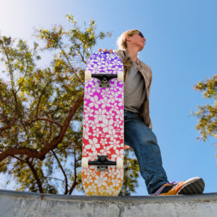 Ombre Hand plockade Doodle Flower Mönster Mini Skateboard Bräda 18,5 Cm