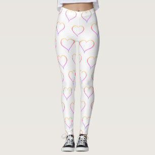 Ombre Heart Outline, Avslappnad Alla hjärtans dag Leggings