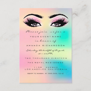 Ombre Holograf Pastel Möhippa Sweet 16th Eyelash Inbjudningar