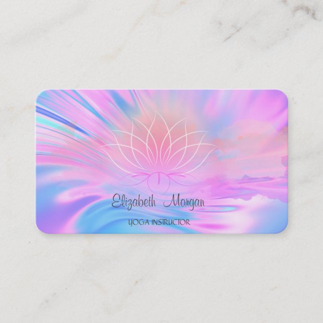 Ombre Holografisk Penseldrag Lotus Visitkort (Framsida)