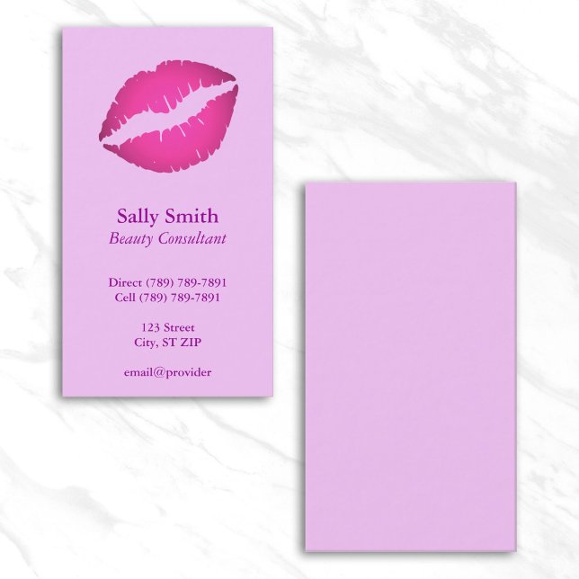 Ombre Hot Pink Läppstift Kyss Tryck Visitkort (Ombre Hot Pink Lipstick Kiss Print Business Card)
