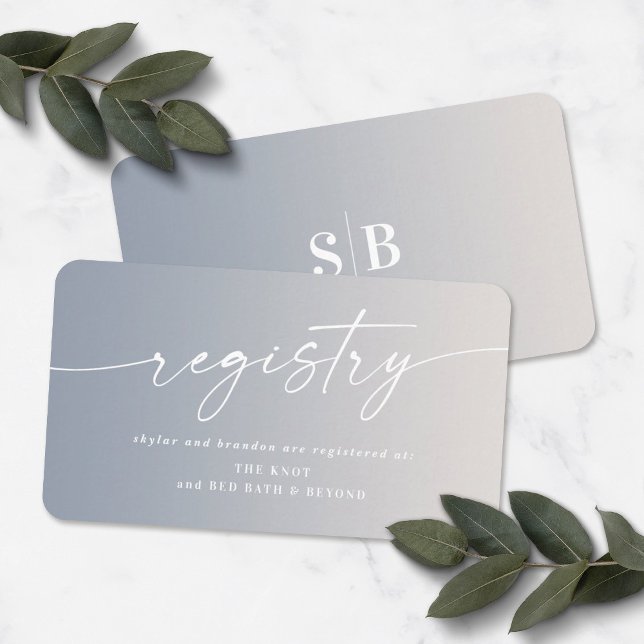 Ombre Ivory & Blue Möhippa Gift Registry Tilläggskort (Skapare uppladdad)