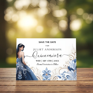Ombre ivory Ice Himmel Guld Royal Blue Quinceaner Spara Datumet