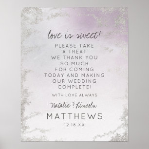Ombre Lavendel Lila Love is Sweet Bröllopsskylt Poster
