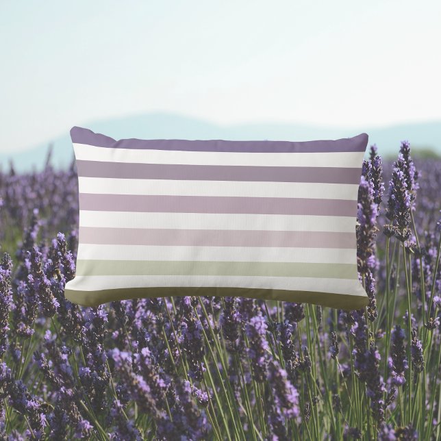 Ombre Lavender Fält Rand Lila & Oliv grönt Lumbarkudde (Skapare uppladdad)