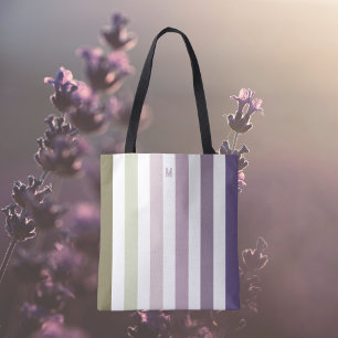 Ombre Lavender Fält Strip & Personlig Monogram Tygkasse