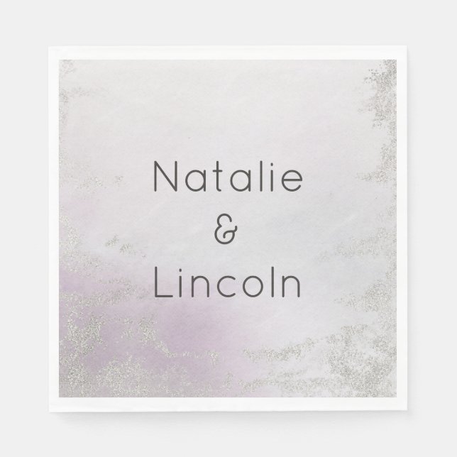 Ombre Lavender Lila Luxe Bröllop Monogram Middag Pappersservett (Framsidan)