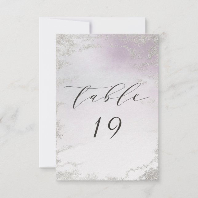 Ombre Lavender Lila Silver Bröllop Bordsnumren Inbjudningar (Framsida)